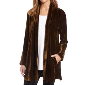 Eileen Fisher silk blend velvet shawl collar jacket size XS excellent condition